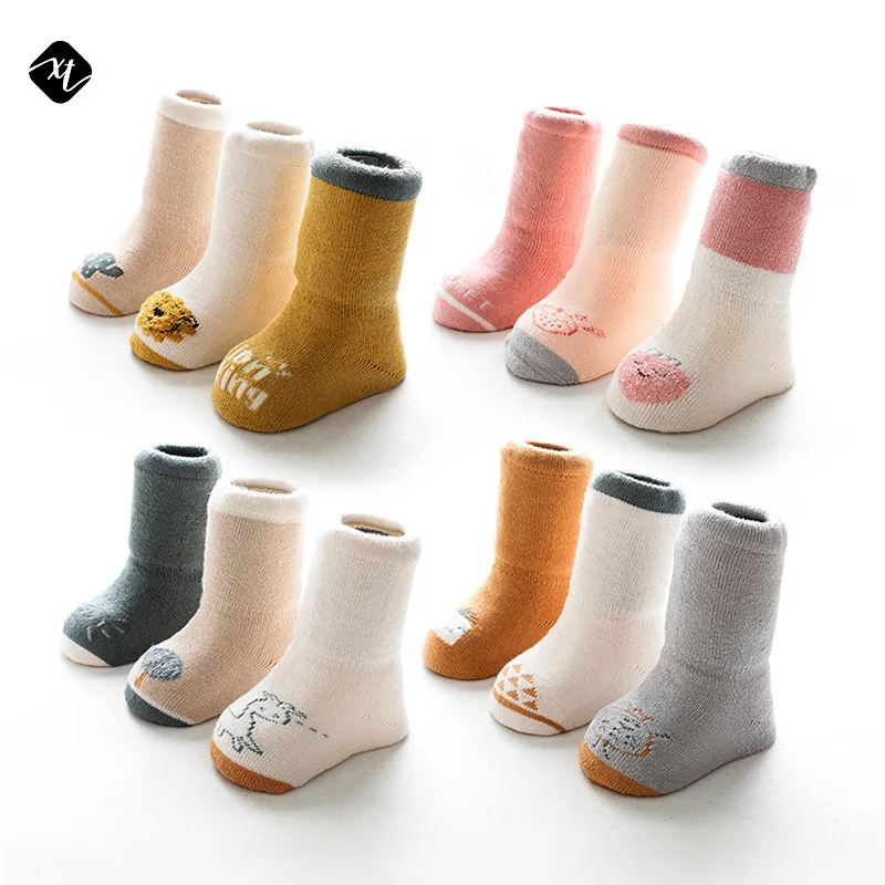 

Terry thickened newborn baby socks autumn and winter cartoon tube baby basic socks