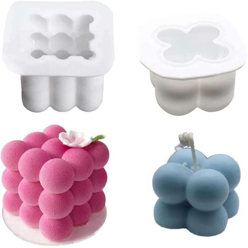 

Hot Sale 3D Cube DIY Round Cube Candle Mould 3D Silicone Mold Hand-made Aroma Wax Soy Candles Molds