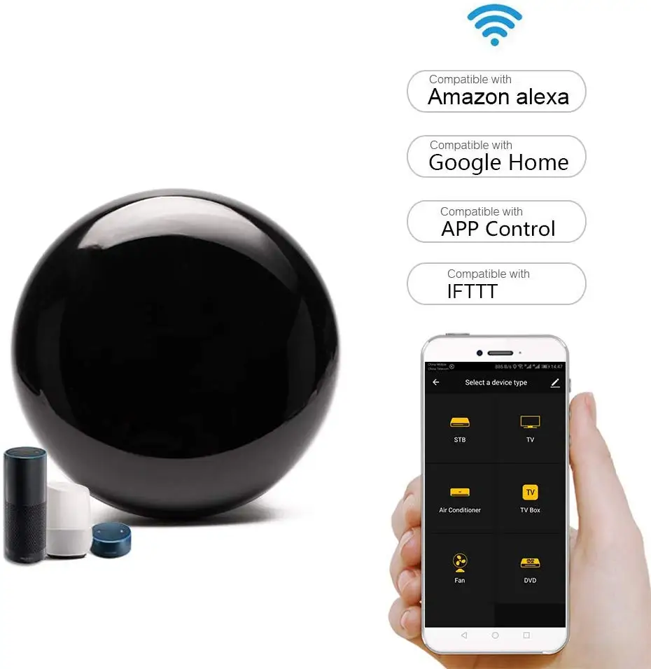 

Smart IR Remote Control WiFi Smart Home Control Universal IR Remote Control Compatible with Alexa GoogleHome and IFTTT