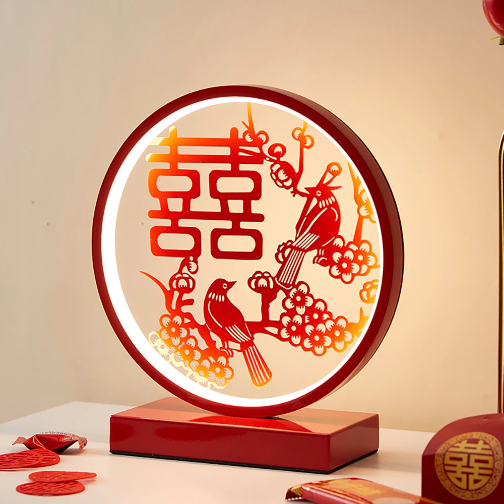 

Other wedding decorations resin craft night light Chinese festive red ever-bright light