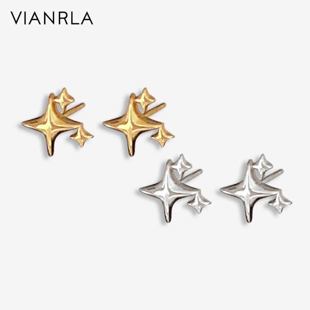 

VIANRLA 18K Gold Earring Star Shaped 925 Sterling Silver Jewelry Ear Pin Style Wholesale