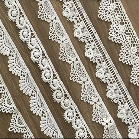 

Manufacturer factory Wholesale 100% Polyester milk yarm Embroidery Lace trimming, As customer's request