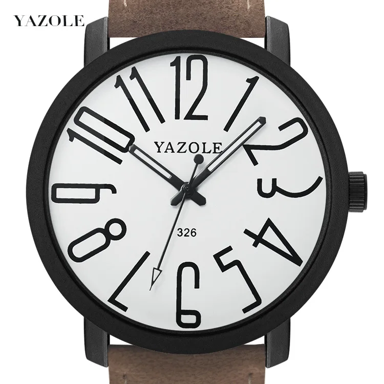 

Yazole 326 Fashion Personality Style Quartz Wristwatch Special Arabic Numeral Dial Practical Luminous Hands Men Watch