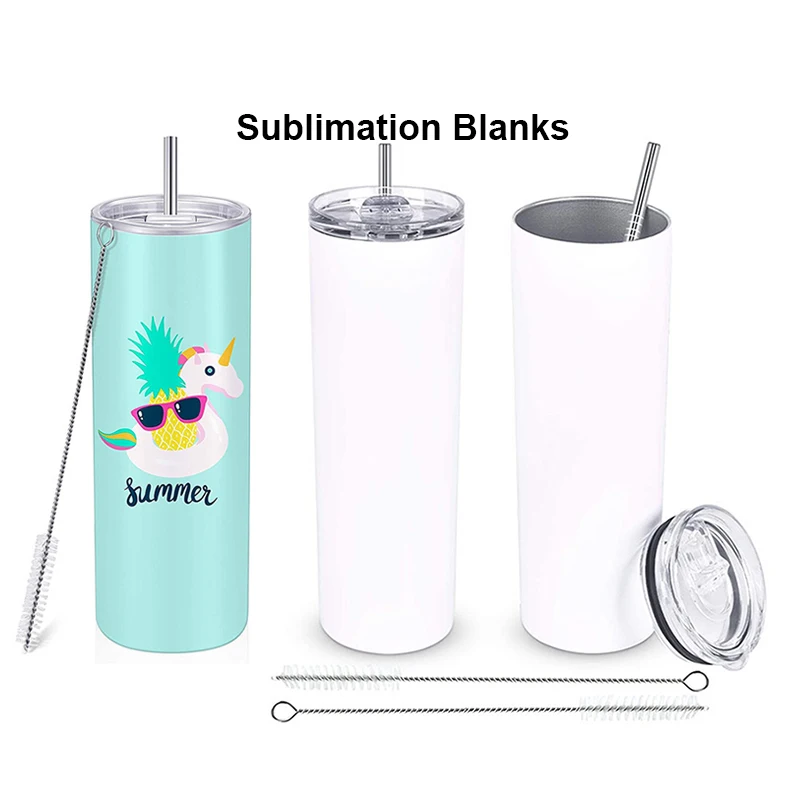 

BPA Free Metal Stainless Steel Mug 20 Ounce 20oz Skinny Straight Blank Tumblers Coated White Coffee Cup For Sublimation, White tumbler for sublimation