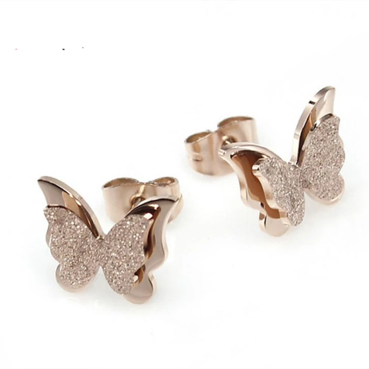 

Fashion jewelry Butterfly gold plated stainless steel stud earring women