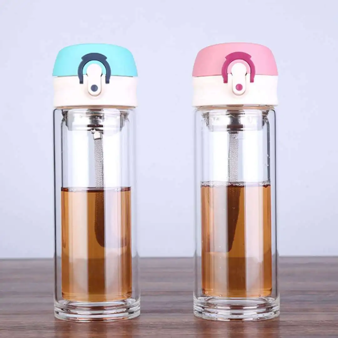 

Mikenda 280ml Glass Water Bottle With Bouncing Cover