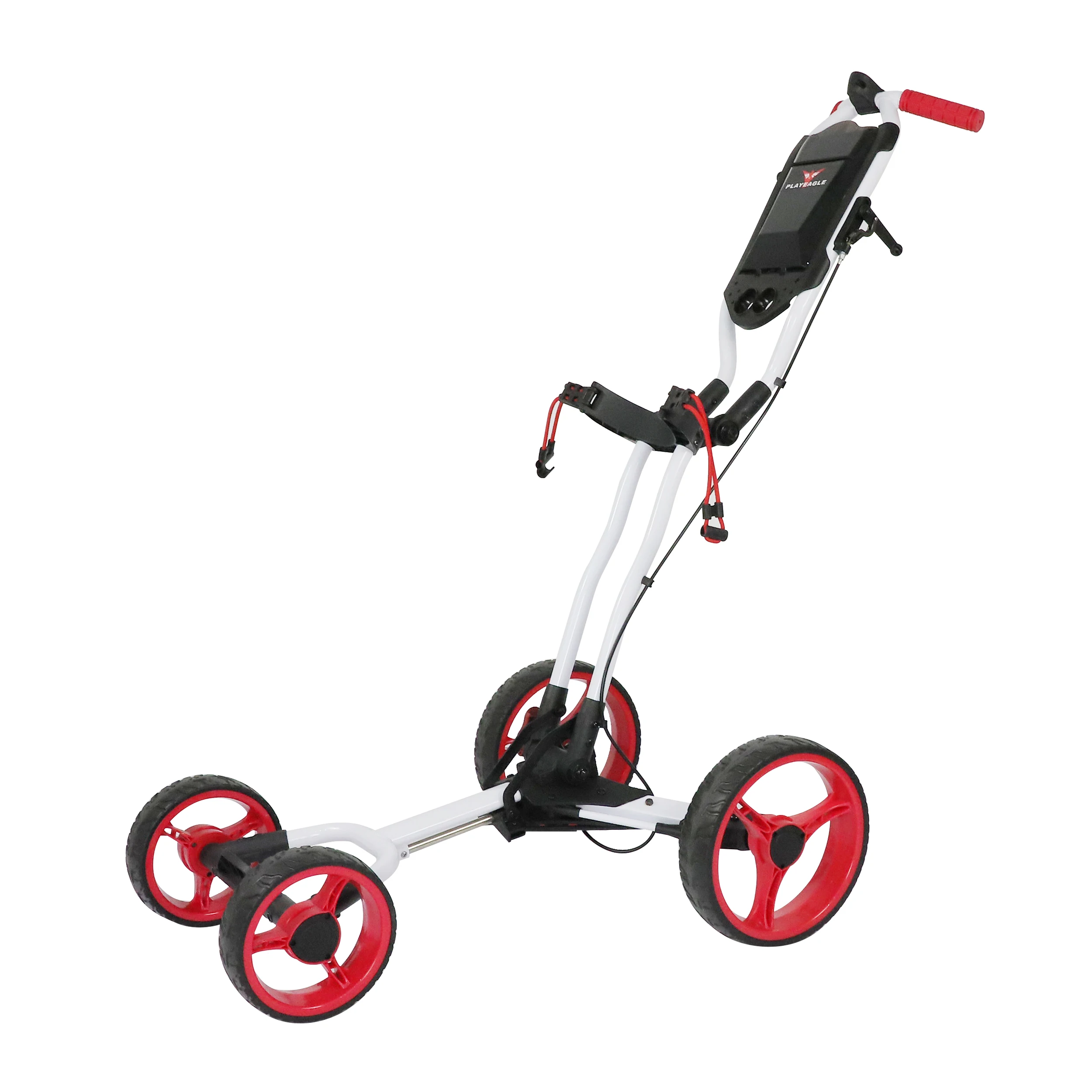 

PLAYEAGLE Foldable 4 Wheels Pull Cart Golf Trolley Aluminum alloy Golf Push Cart, As the pictures showing