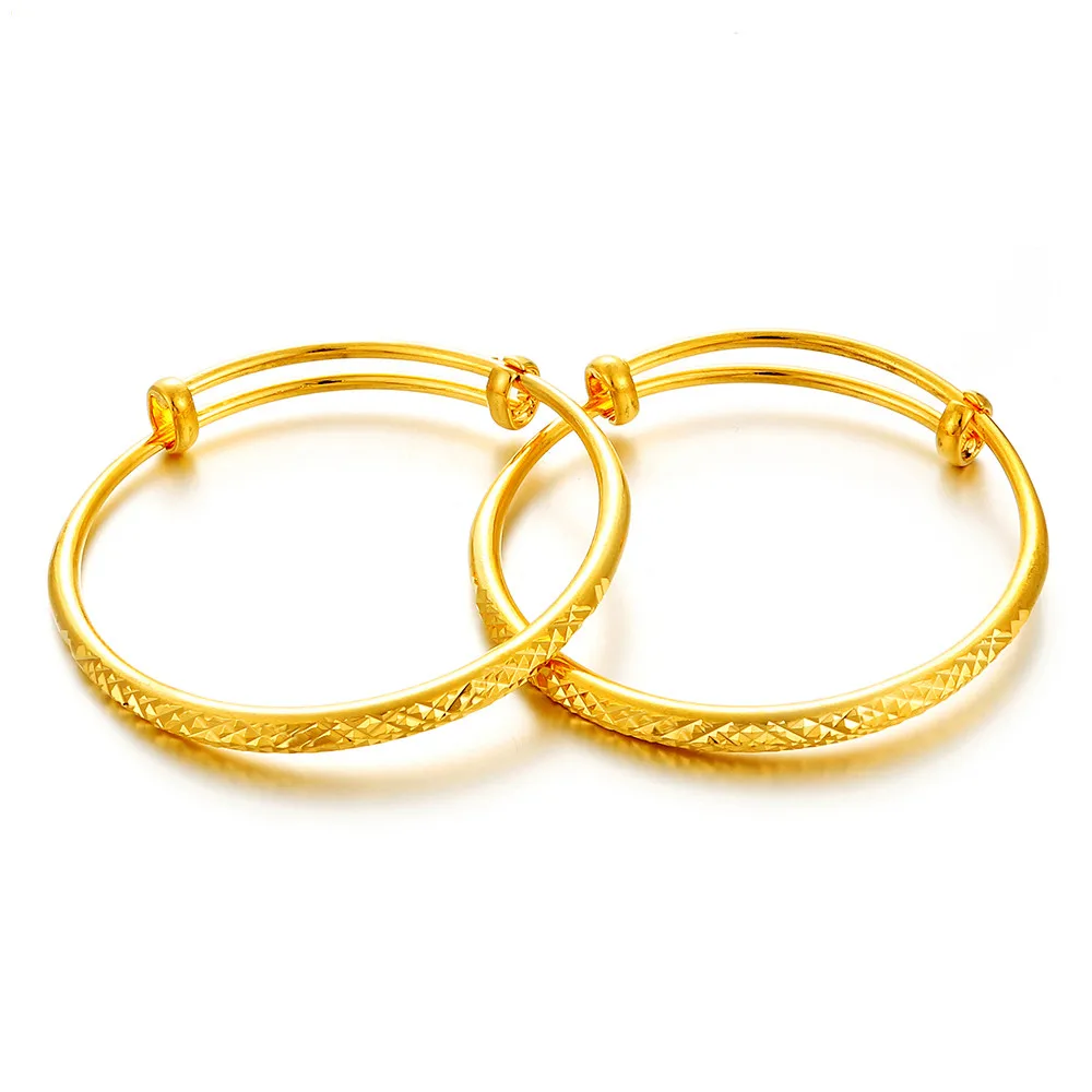 

Ethlyn 2pcs/lot 0-3 Years Baby Jewelry Adjustable Durable Gold Plated Baby Bangles Bracelet Jewelry Gifts B140