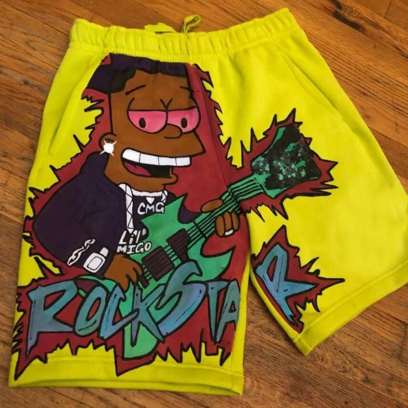 

2021 summer casual designer graphic shorts cotton print cartoon character sweat shorts pants men