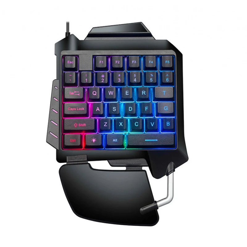 

Amazon Popular Mini One Handed Keyboard Colorful RGB Game Wired Keyboard For Mobile Phones Laptops, Black