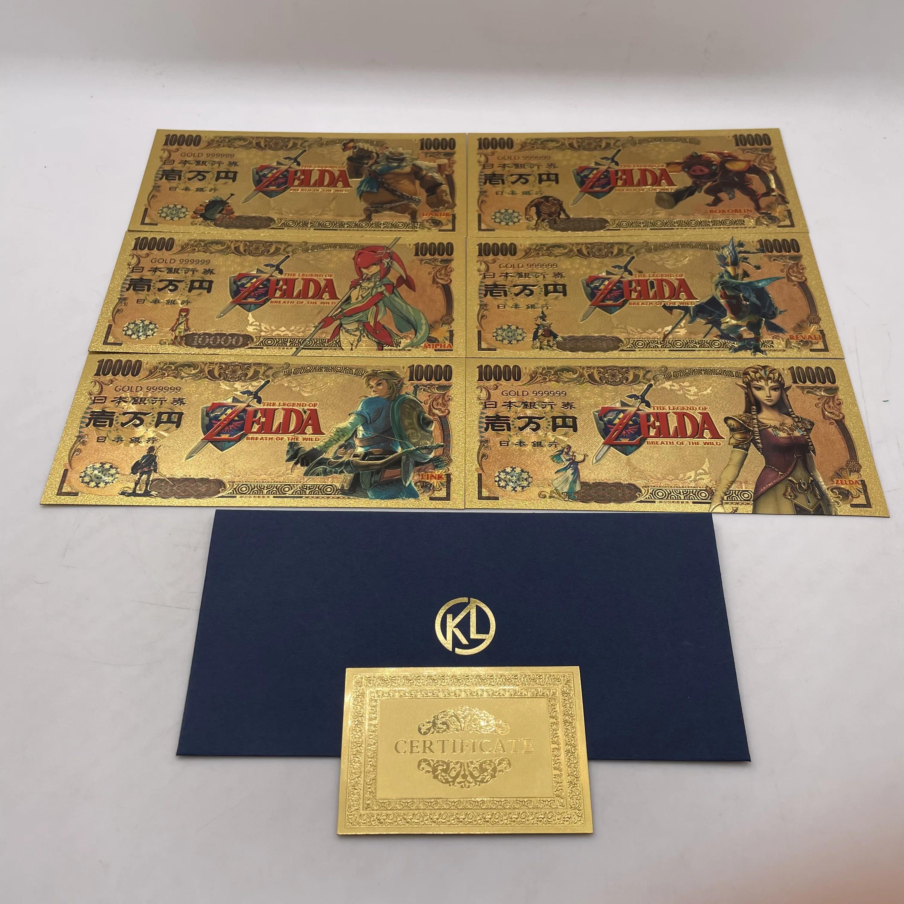 

6 Designs Beautiful The legend of Z-E-L-da Princess Link Revali Mipha Daruk Bokoblin Japan Anime Gold Banknotes for Kids Gifts