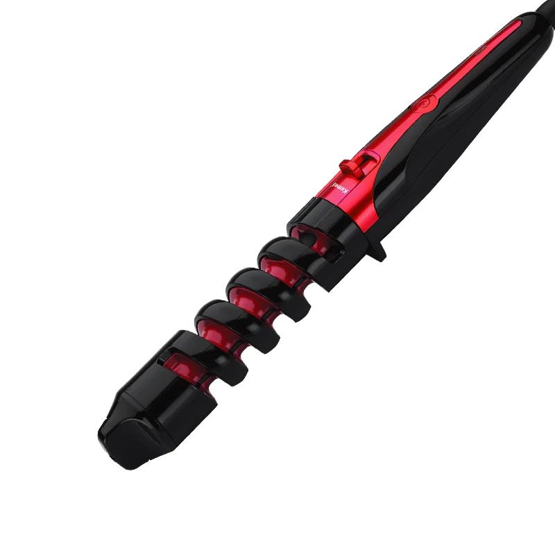 

KM-1215 Anti-scald Spiral Style Crimping Iron Hair Curler Perm Roller Flattened Multifunctional Curling Iron Styling Tools, As picture