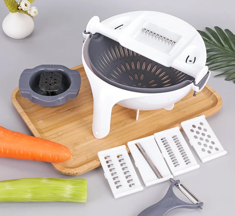 

Multifunctional Manual Vegetable Cutter Slicer Vegetable Fruits Cutter, White/gray