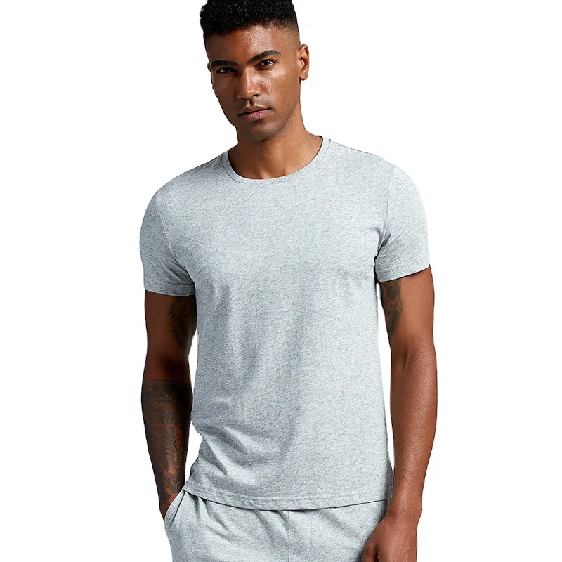 

Mercerized Cotton Gray O Neck Garment Dyed Plain Wholesale T Shirt for Man