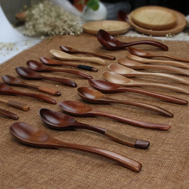 

New Wooden Kitchen Cooking Utensil Tool Soup Teaspoon Catering Coffee Wood Spoons