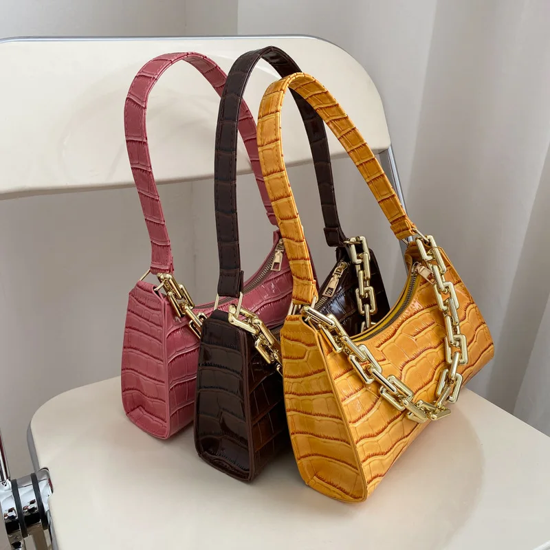 

women 2021 fashion small square handbags retro shoulder crossbody purse chain crocodile underarm bag women, 13colors for you choose