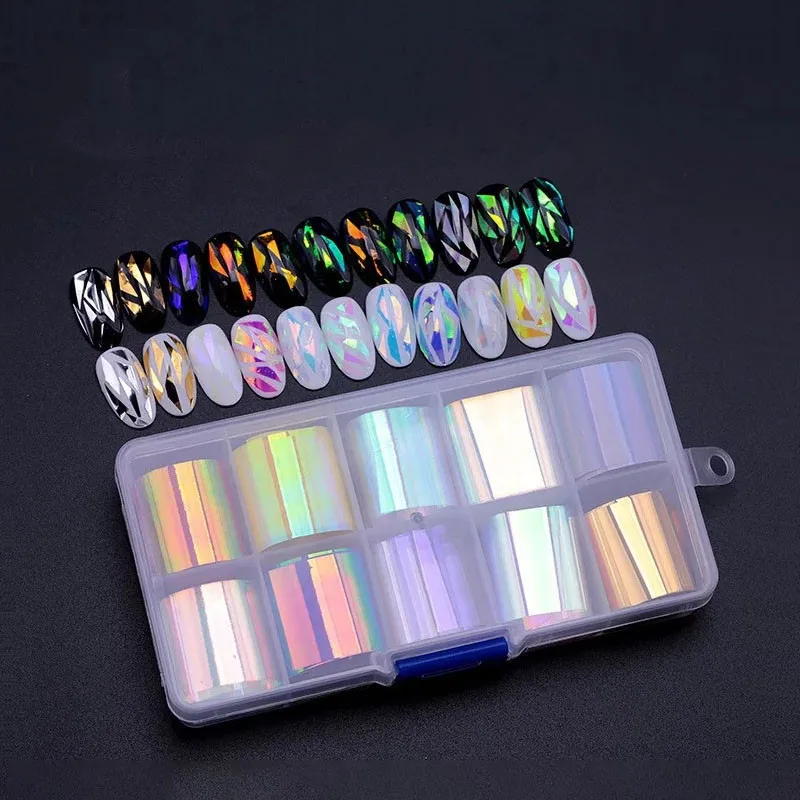 

Each box contains 10 rolls of 2.5*50cm nail art DIY decorative decals star air transfer paper nail stickers, Multicolor