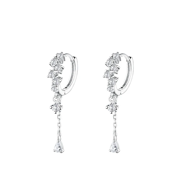 925 Sterling Silver zircon Tassel Earrings 2022 new ethnic minority summer female personalized versatile trend piece