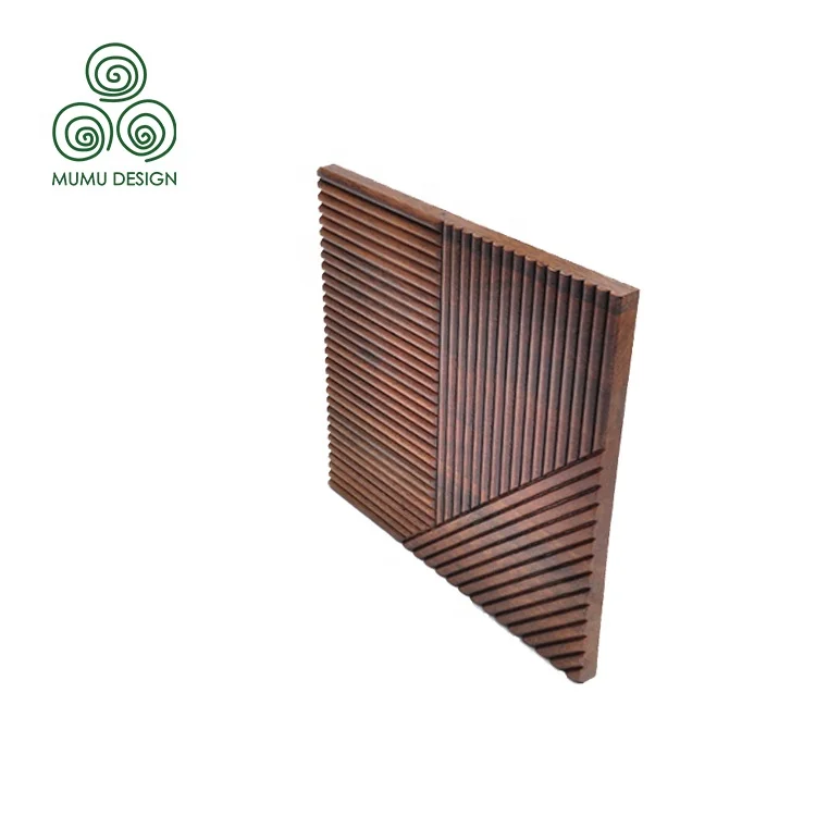 

MUMU Natural Slat Square Interior Decorative Carved Wooden Cladding Contemporary Acoustic Oak Wood Wall Panel