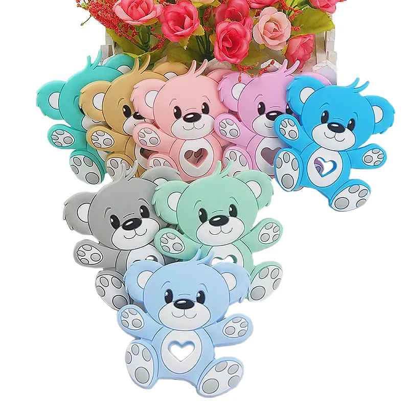 
Free Sample Cute China Manufacturer Direct Sell Soft Infant Babies Toys Silicone Bear Teethings  (1600100105374)