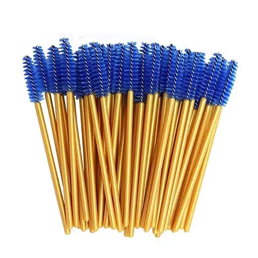 

Disposable gold handle mascara brush golden blue nylon mascara wand applicator eyelash curling comb arbitrarily curved, Red,pink,purple,blue,yellow