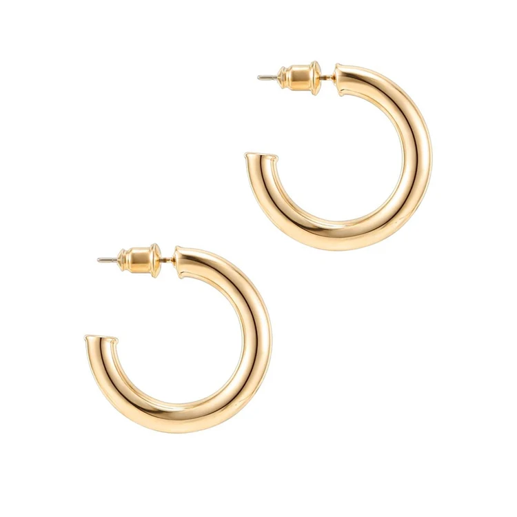 

14K Gold Colored Light Weight Chunky Open Hoops Gold Hoop Earrings For Women, Gold,silver