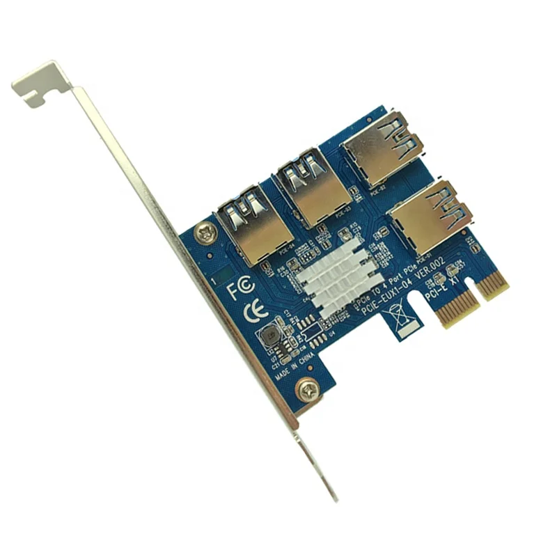 

1to 4 PCI-E Splitter Adapter 1 Turn 4 PCI-Express Slot 1x to 16x USB 3.0 Special Riser Card PCIe Converter