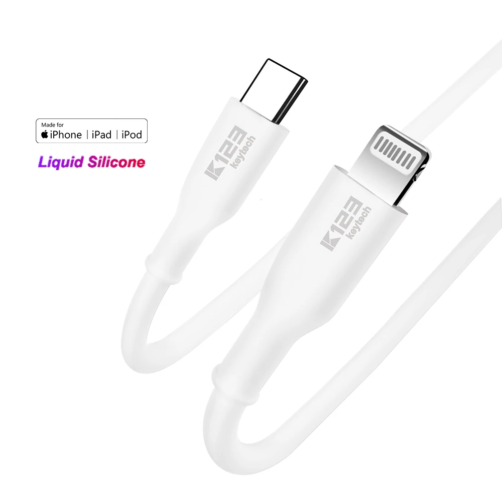 

Fireproof 100% Silicon 100% Original New Chip MFi Certified 5V 3A usb cable for iPhone 12 11 PD Fast charging mfi usb cable, White