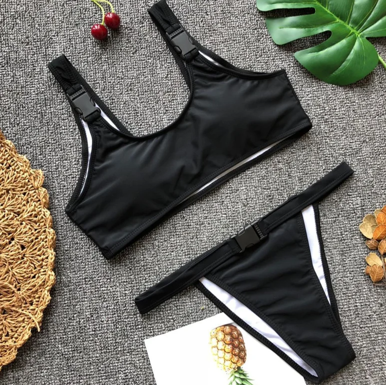 

Custom logo wholesale Solid Breathable bikini, Accept customized