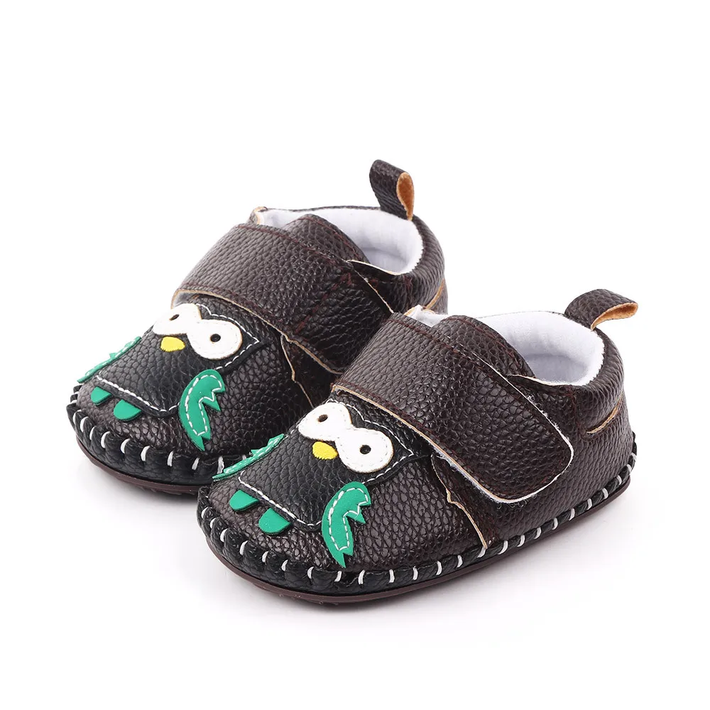 

New Anti slippery Leather Pu Infant Shoes Soft Sole Hook&Loop Fastener Cartoon Toddler For Boys, Picture shows