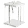 High Quality Transparent PET Plastic Three-in-one Clear Decorative Wedding Square Cake Box