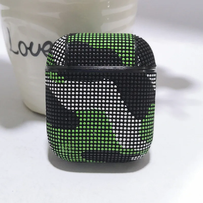 

Camouflage PU Leather Earphone Accessories Shockproof Wireless Charging Cover Protective Case For Airpods 2