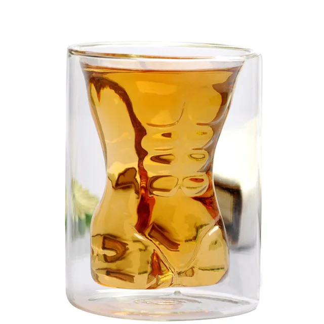 

Creative double glass man shape cocktail glass beer glass