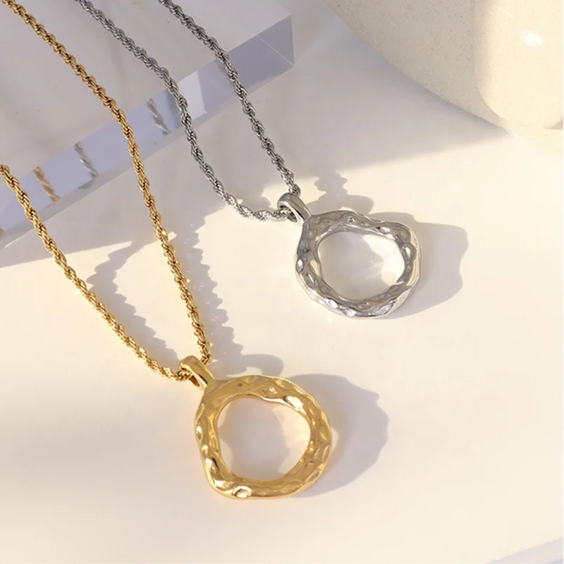 

MICCI Wholesale Custom 18k Gold Plated Stainless Steel Jewelry Antique Irregular Geometric Pendant Necklace for Women