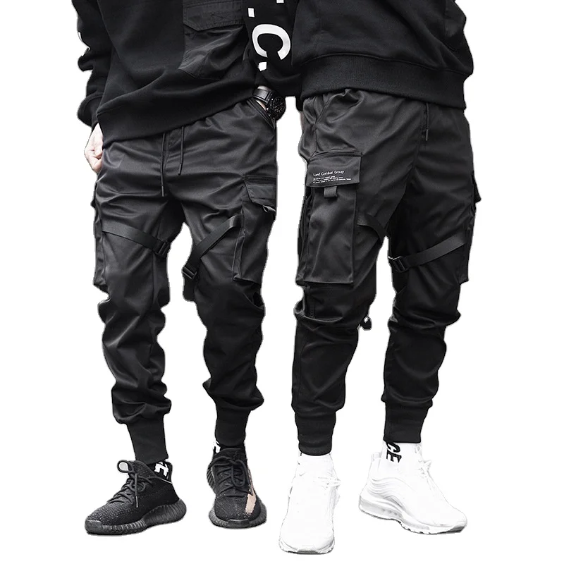 

Ribbons Harem Joggers Men Cargo Pants Streetwear Hip Hop Casual Pockets Track Pants Male Harajuku Fashion Trousers