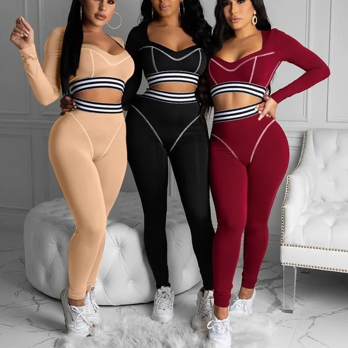 

A00972D In Stock Streetwear Casual Autumn New Tracksuit, Black wine red khaki