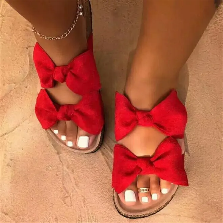 

Fashion Ladies Bow Tie Home Slippers