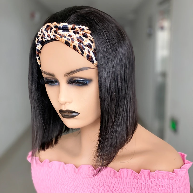 

Bob Headband Wig Human Hair Straight Hair Wigs For Black Women Machine Made Remy Short Bob Human Hair Wigs