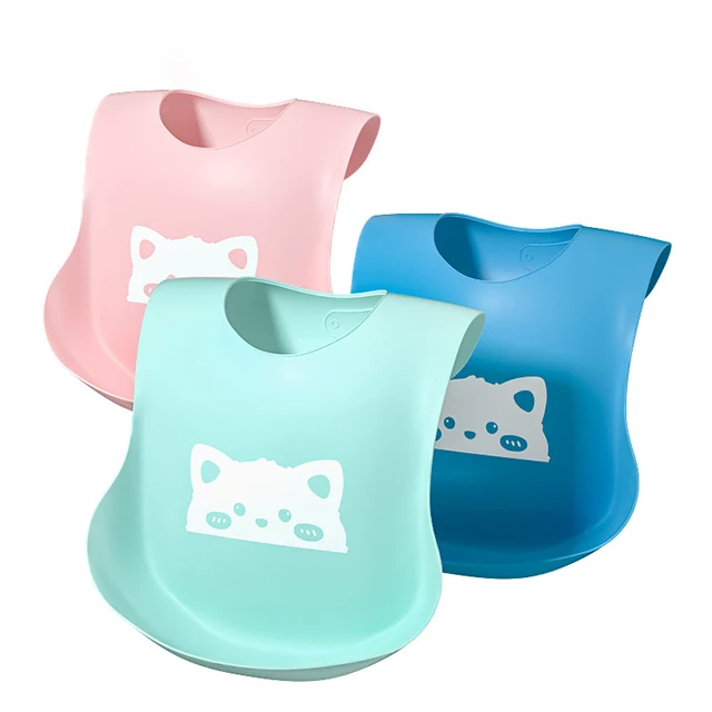 

Hot Selling BPA Free Washable Food Grade Silicone Anti-bacterial Custumised Silicon Baby Bib, 12color