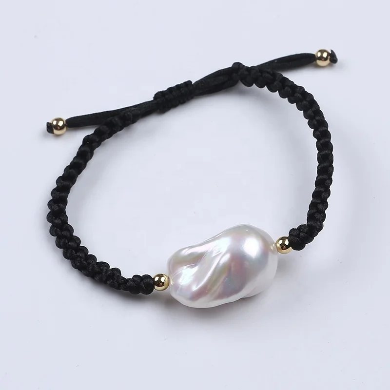 

Natural freshwater baroque white pearl couple rope bracelet for women jewelry, White of pearl bracelet