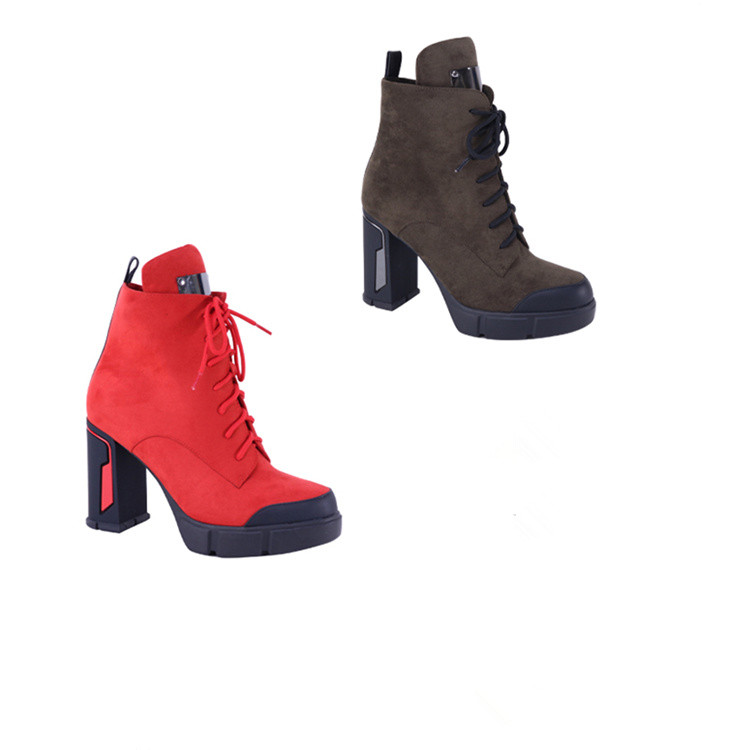

ATALINA BY SUMMER RIO Women's Chunky Block Heel Booties Ladies High Heel Causal Fashion Ankle Booties Womens Booties Boots, Olive/red