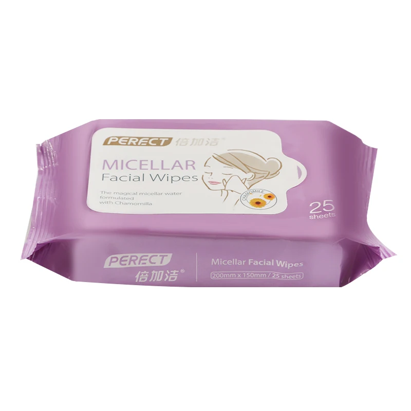 
PERFCT Micellar Facial Wipes Custom private label Makeup Remover Pure Water Face clean wipes wet 