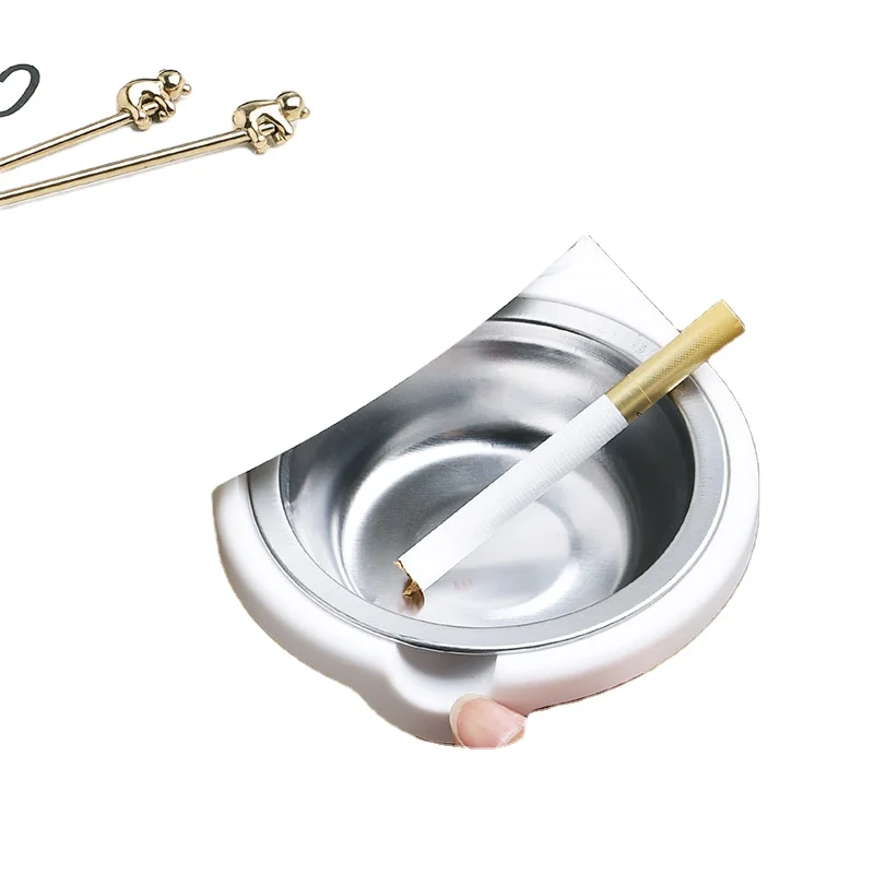 

Indoor hidden sticky table bottom rotating ashtray detachable and easy to clean stainless steel ashtray under the table