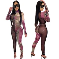 

Sexy Ladies See Through One Piece Jumpsuit Bodycon Mesh Women Jumpsuit And Romper