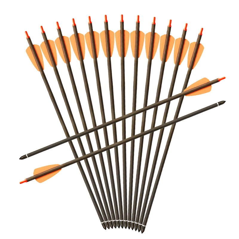 

12Pcs/set Hunting Archery SP350 Pure Carbon Crossbow Arrows 15inch For Crossbow Archery Shooting