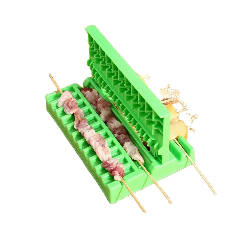 

Food grade PP Plastic Meat String Device Portable Kebab Maker BBQ Skewer Tools for Beef and Vegetables, Green