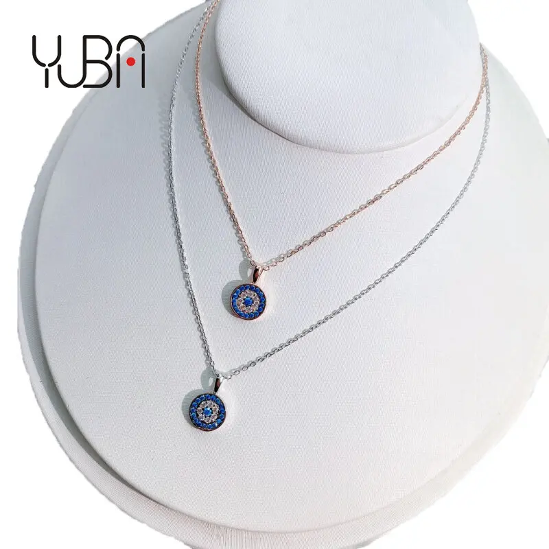 

2021 fashionable 925 Sterling Silver Blue Round Pendant Eye Necklace Jewelry Women's, Gold color