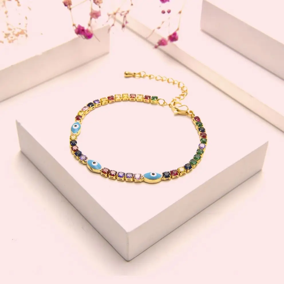 

Good Selling Vintag Gem Link Purpl Chain Bracelet Crystal Blue Tennis Mens Bracelet, Glod