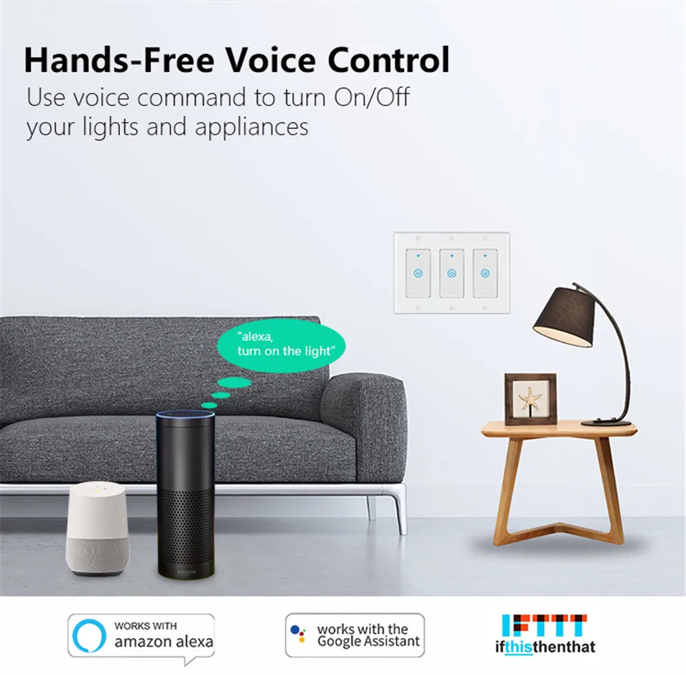 One way touch light wall switch triple face cover zigbee smart life switch - ANKUX.COM