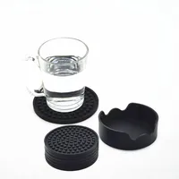 

Wholesale Custom Non-Slip Non-stick Stay Put Deep Tray BPA free Silicone Drink Coasters With Holder 6pcs Set